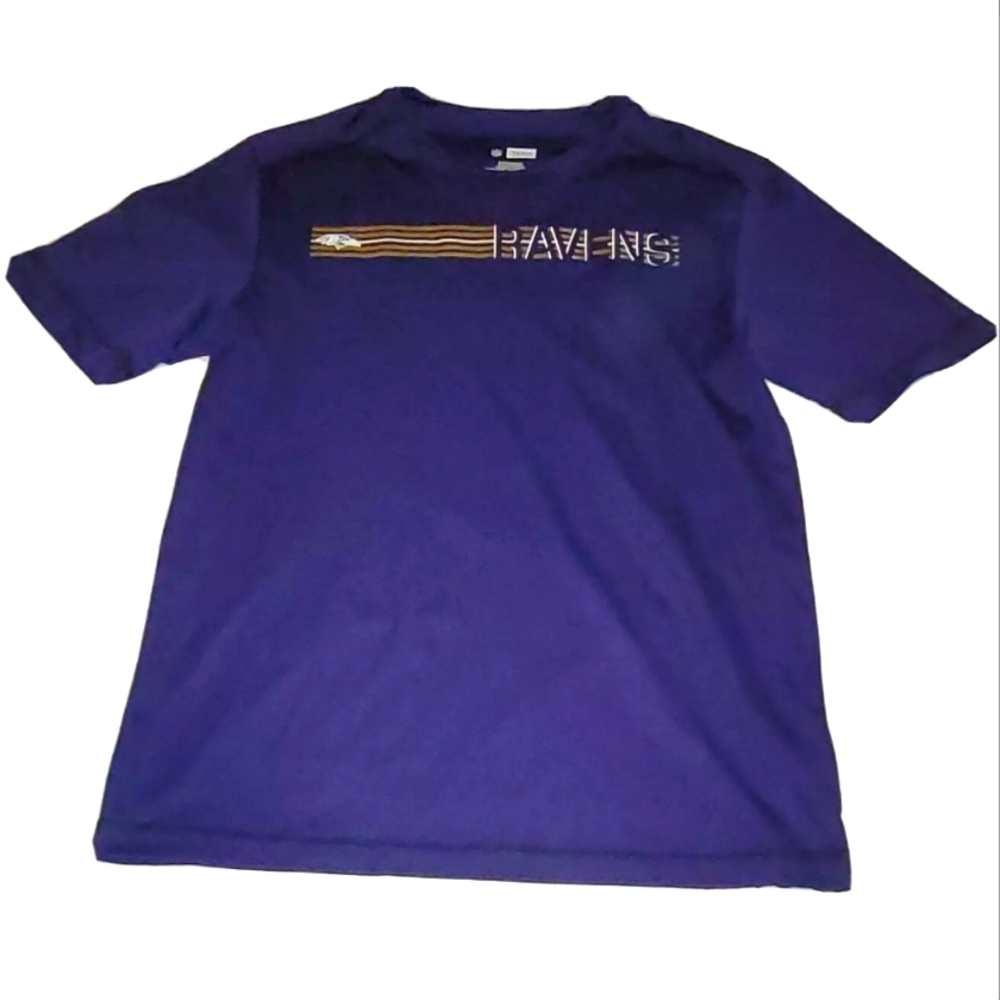 Men's Baltimore Ravens Logo NFL Football Purple Short Sleeve Shirt Size Medium